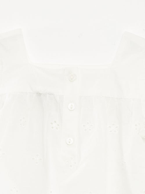 Top van katoenen voile met broderie anglaise - Kiabi