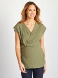 Top van kreukeltricot met luipaardprint groen - Kiabi