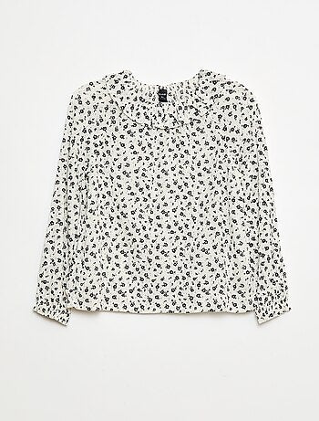 Top van kreukeltricot met elastische kraag - So Easy