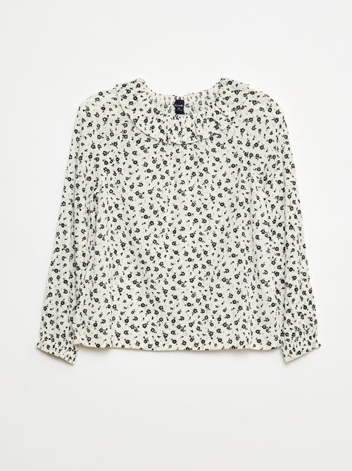 Top van kreukeltricot met elastische kraag - So Easy - Kiabi