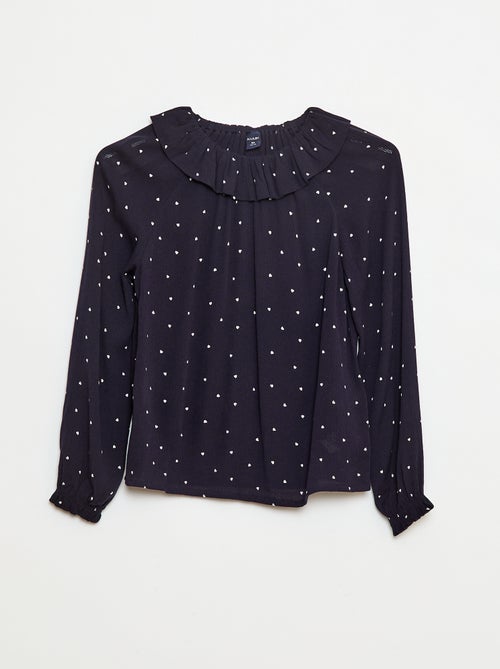 Top van kreukeltricot met elastische kraag - So Easy - Kiabi