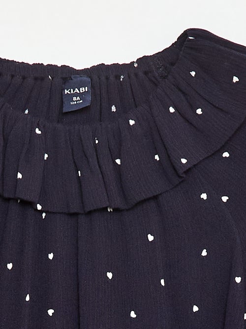 Top van kreukeltricot met elastische kraag - So Easy - Kiabi