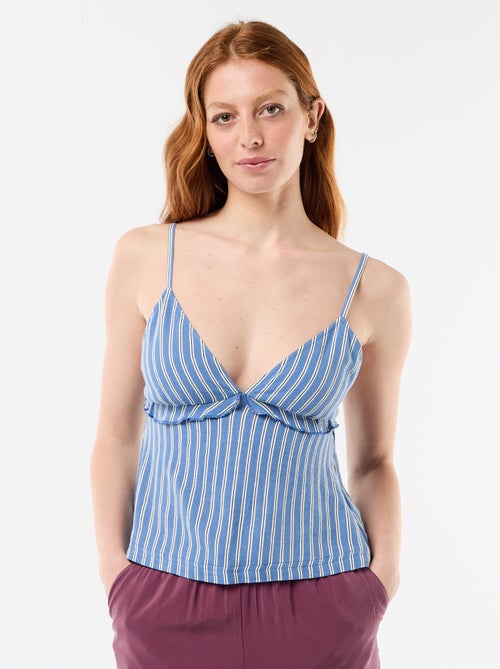 Top van linnenmix met spaghettibandjes - Kiabi