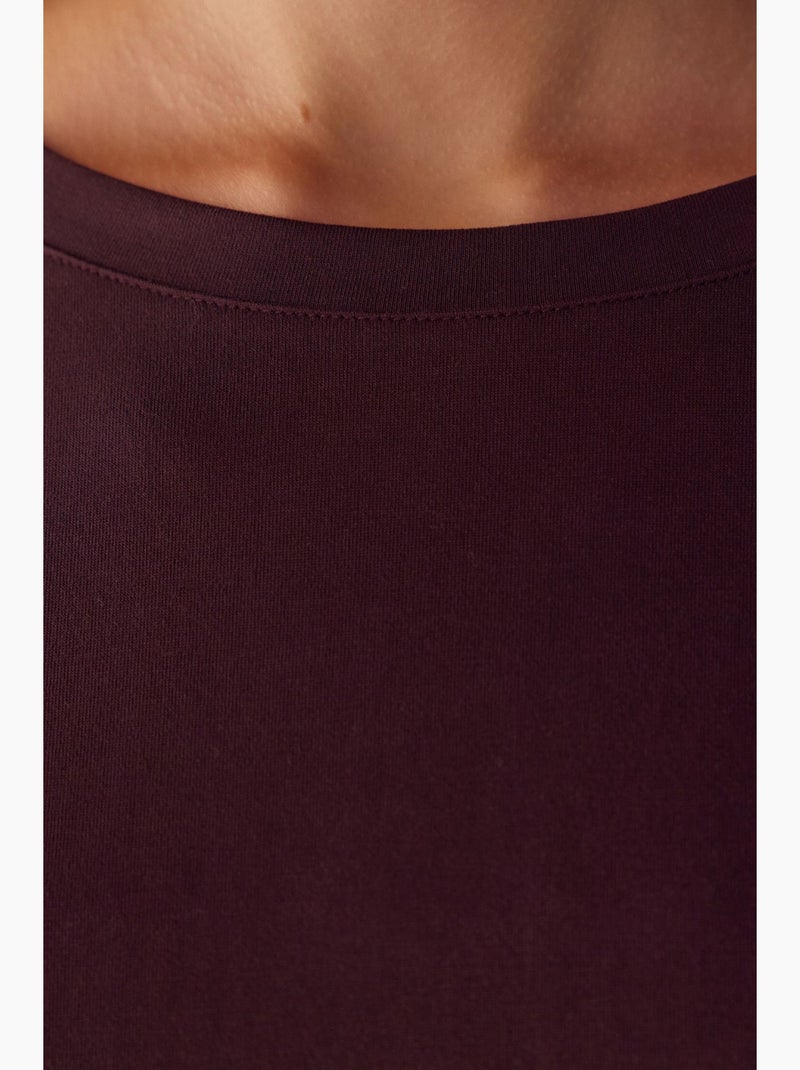 Top van modal met splitdetail, lange mouwen penti Bordeauxrood - Kiabi