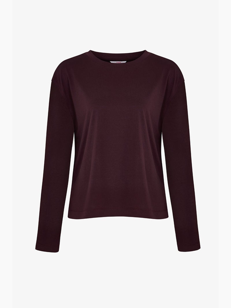 Top van modal met splitdetail, lange mouwen penti Bordeauxrood - Kiabi