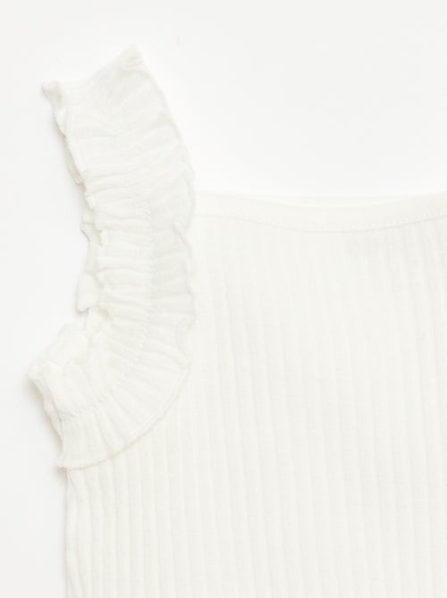 Top van ribpointelle met volantbandjes - Kiabi