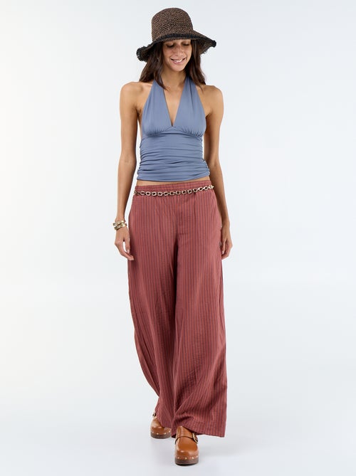 Top van stretchstof met colkraag - Kiabi