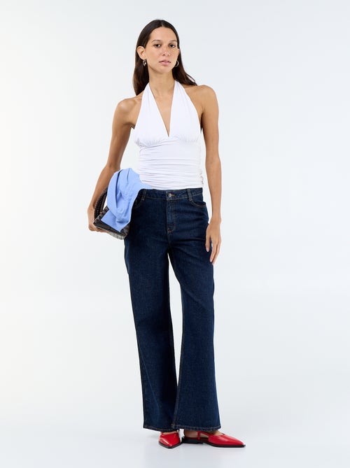 Top van stretchstof met colkraag - Kiabi