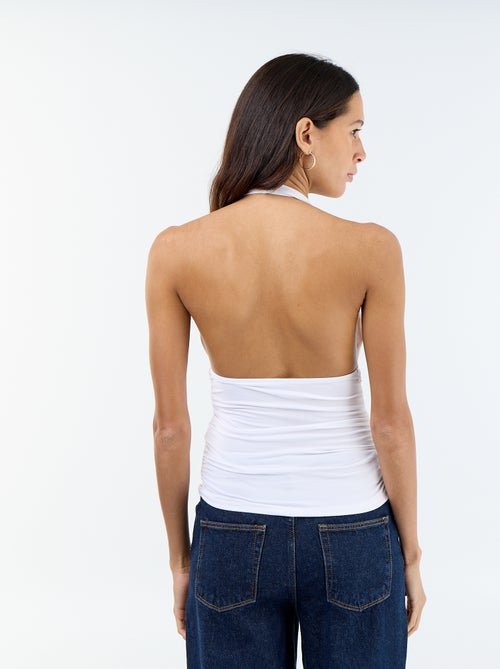 Top van stretchstof met colkraag - Kiabi