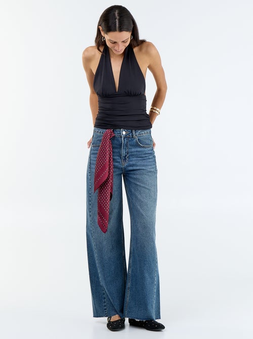 Top van stretchstof met colkraag - Kiabi