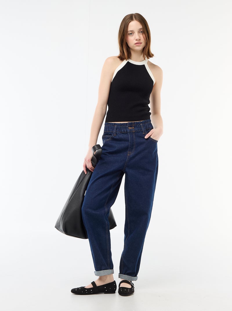 Top van tricot met Amerikaanse armsgaten Zwart - Kiabi