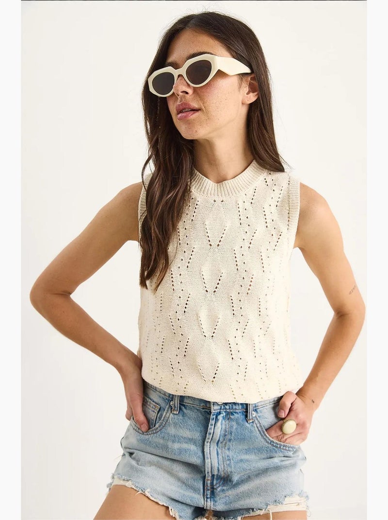 Top van tricot met hoge hals lucci Ivoor - Kiabi