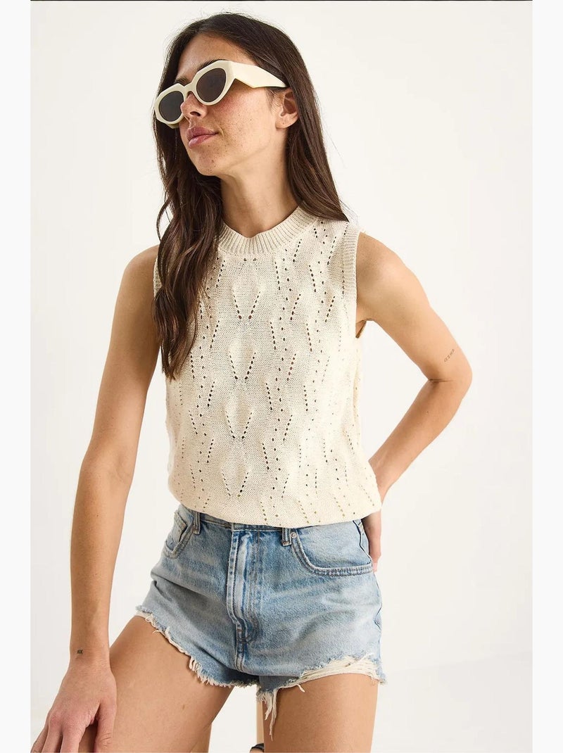 Top van tricot met hoge hals lucci Ivoor - Kiabi
