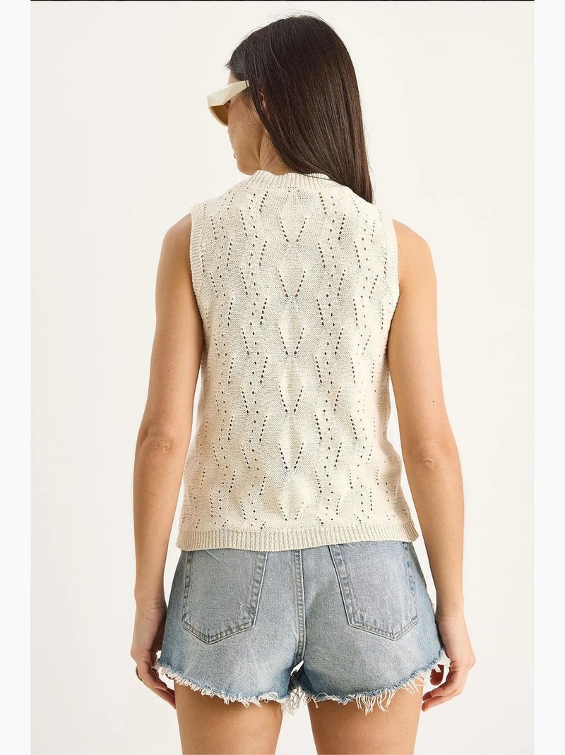 Top van tricot met hoge hals lucci Ivoor - Kiabi
