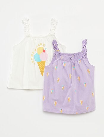 Topje met print en ruchebandjes