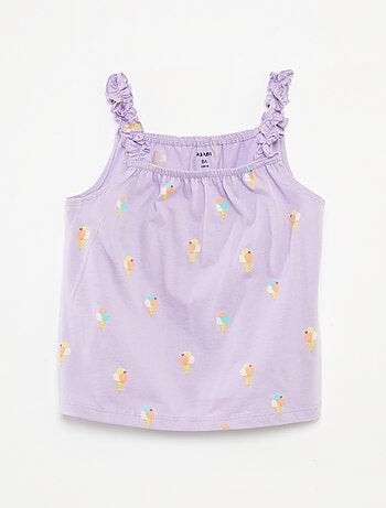 Topje met print en ruchebandjes