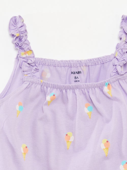 Topje met print en ruchebandjes - Kiabi