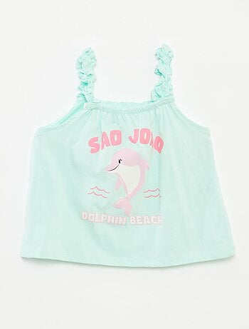 Topje met print en ruchebandjes