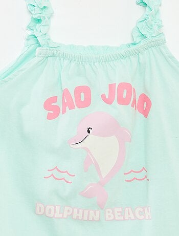 Topje met print en ruchebandjes