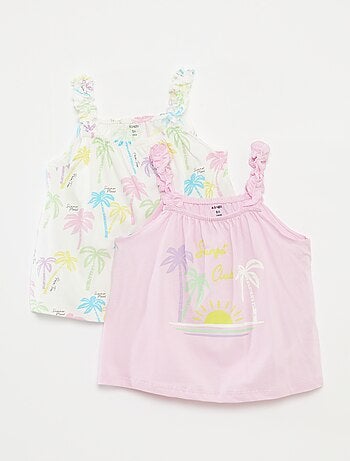 Topje met print en ruchebandjes