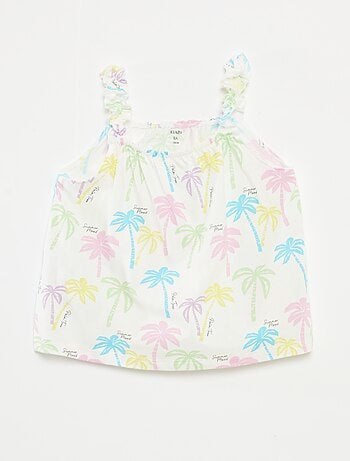 Topje met print en ruchebandjes