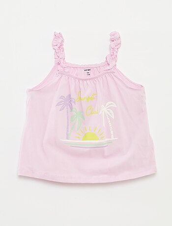 Topje met print en ruchebandjes