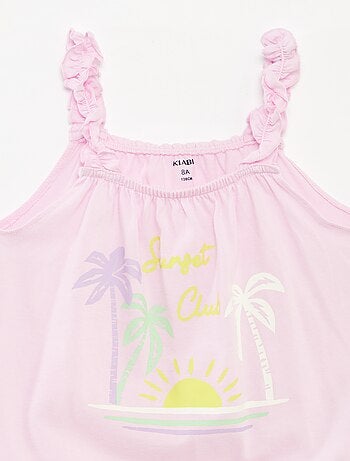 Topje met print en ruchebandjes