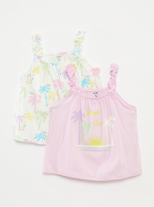 Topje met print en ruchebandjes - Kiabi