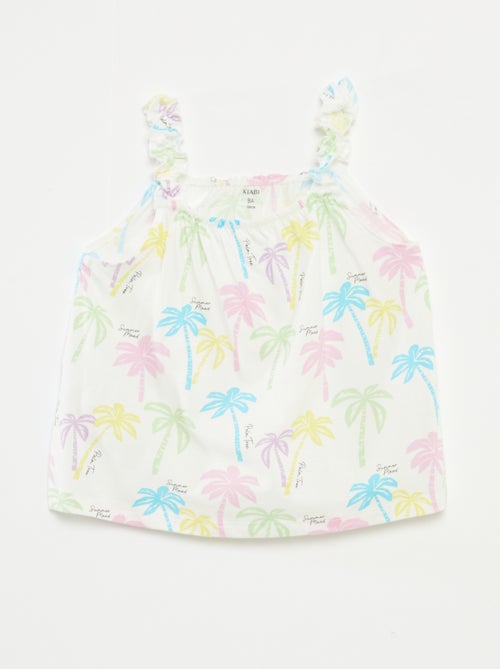 Topje met print en ruchebandjes - Kiabi