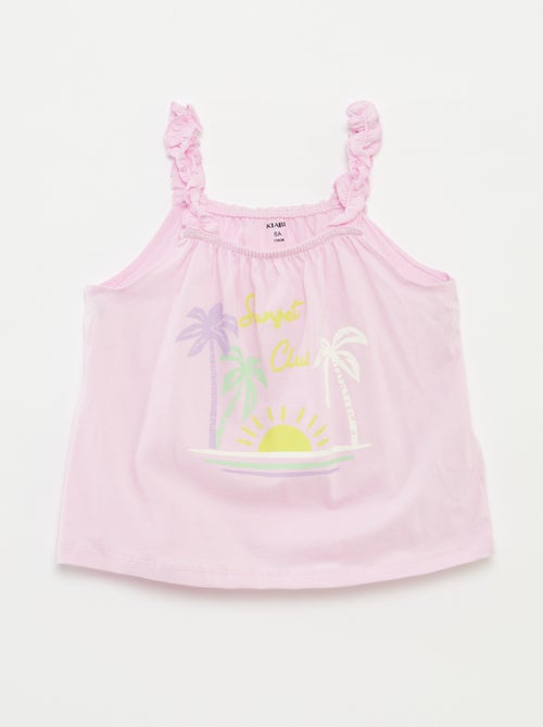 Topje met print en ruchebandjes - Kiabi