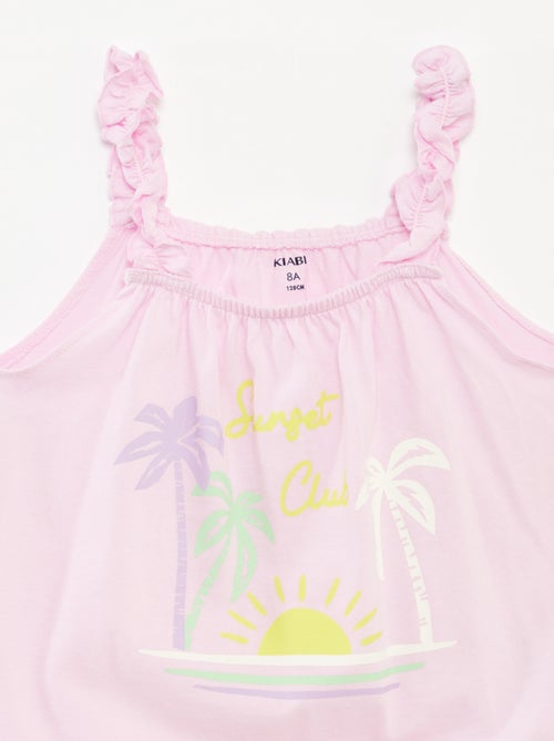 Topje met print en ruchebandjes - Kiabi