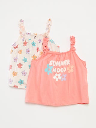 Topje met print en ruchebandjes