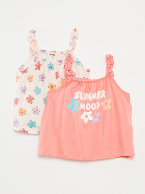 Topje met print en ruchebandjes - Kiabi