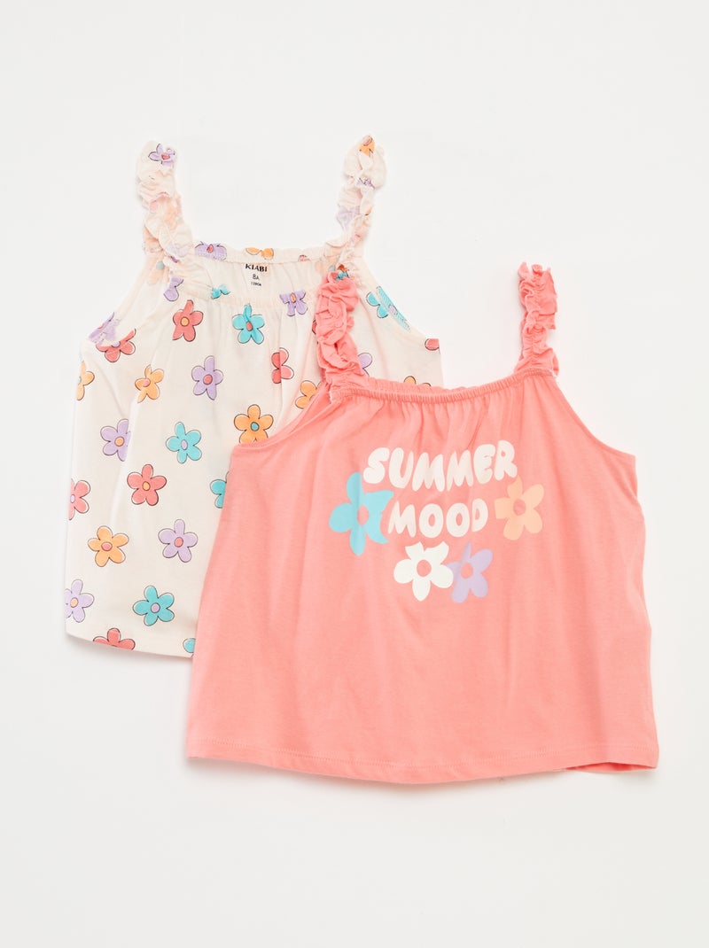 Topje met print en ruchebandjes ROSE - Kiabi