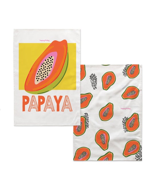Torchon (2 pièces) papaya fruit "happyfriday" - Kiabi