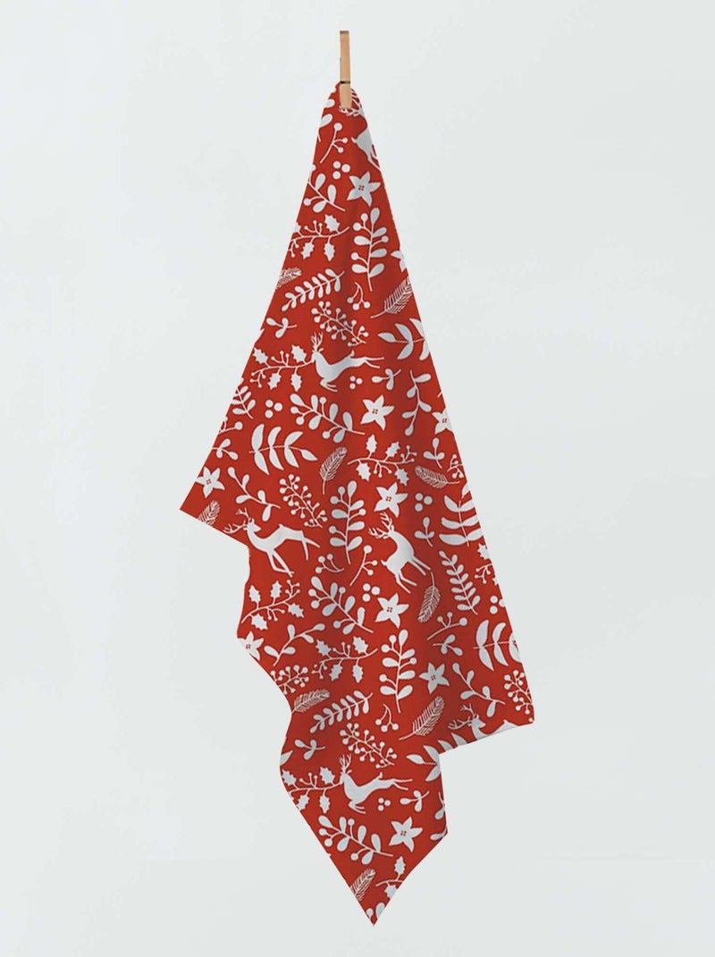 Torchon de Noël avec rennes Rouge - Kiabi