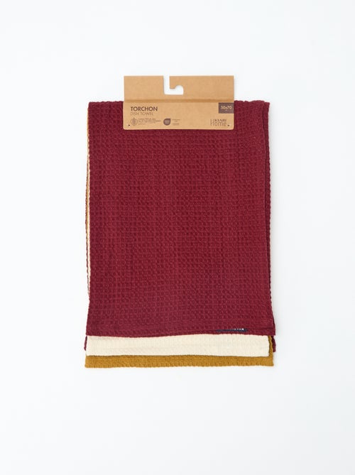 Torchon rectangulaire en nid d'abeilles - Kiabi