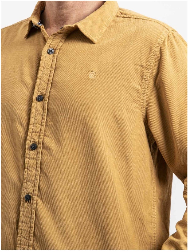 Torold corduroy overhemd met lange mouwen Mosterd - Kiabi