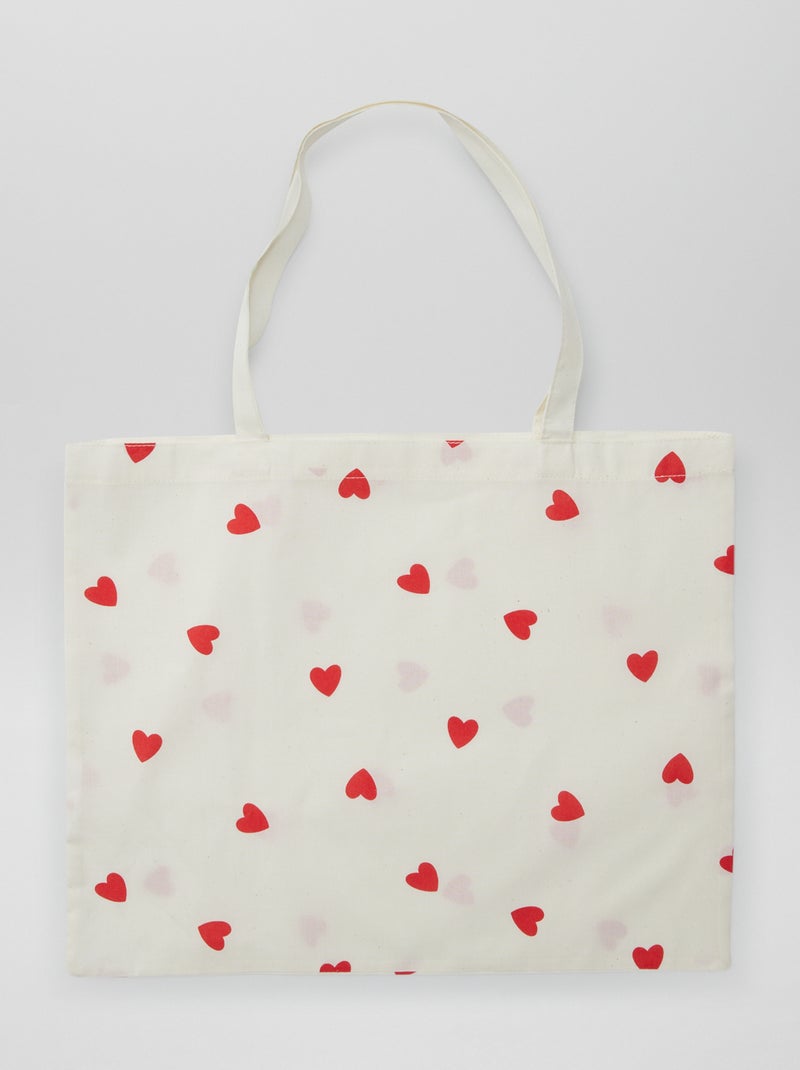 Tote bag XL imprimé Coeurs - Kiabi