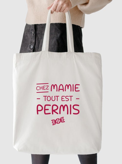 Totebag CHEZ MAMIE TOUT EST PERMIS - Kiabi Totebag CHEZ MAMIE TOUT EST PERMIS - Kiabi