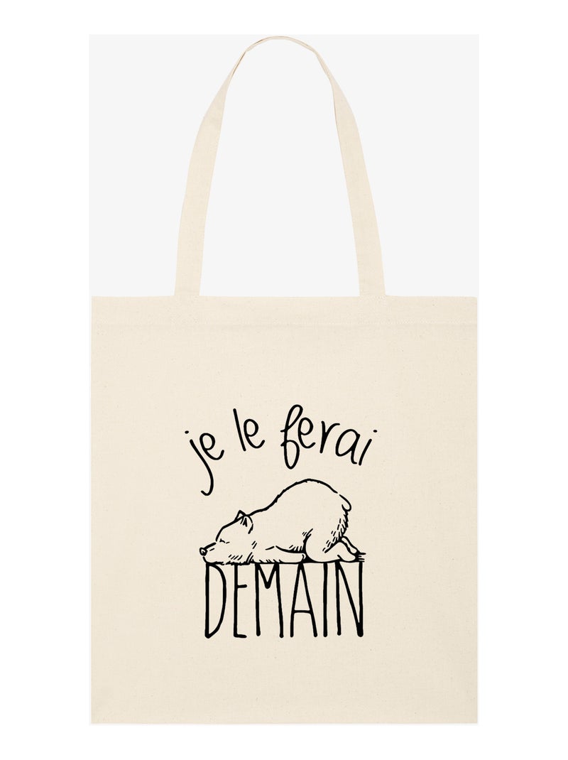 Totebag JE LE FERAI DEMAIN Beige - Kiabi