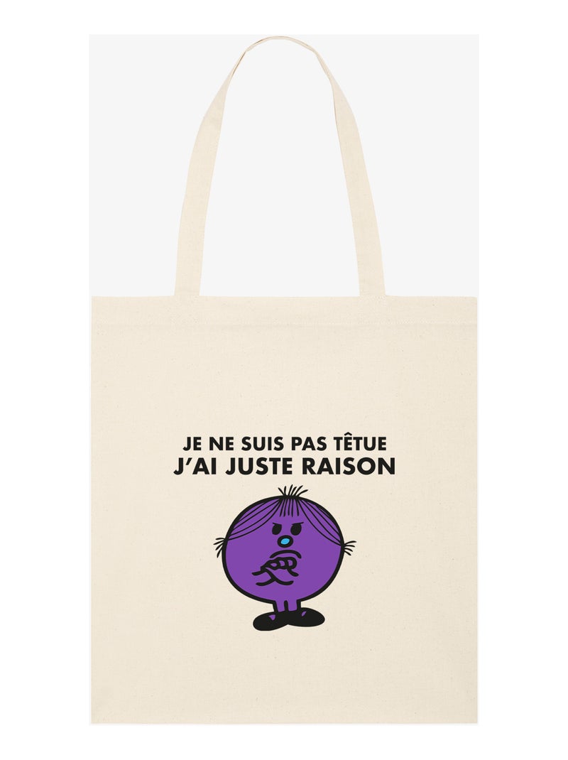 Totebag JE NE SUIS PAS TETUE J AI JUSTE RAISON Beige - Kiabi