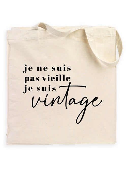 Totebag JE NE SUIS PAS VIEILLE JE SUIS VINTAGE - Kiabi Totebag JE NE SUIS PAS VIEILLE JE SUIS VINTAGE - Kiabi