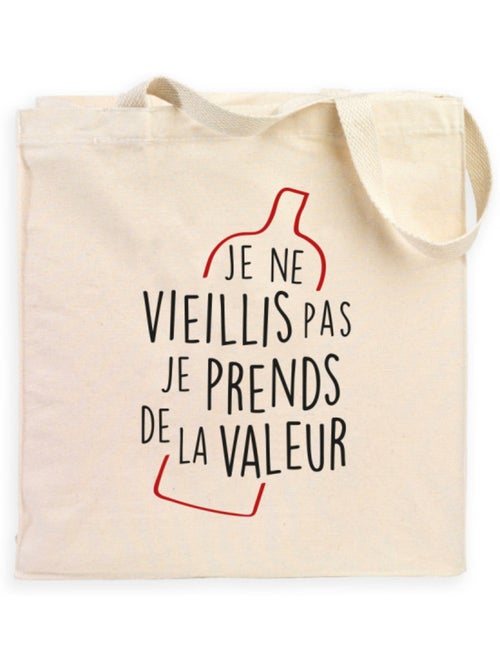 Totebag JE NE VIEILLIS PAS JE PRENDS DE LA VALEUR - Kiabi Totebag JE NE VIEILLIS PAS JE PRENDS DE LA VALEUR - Kiabi