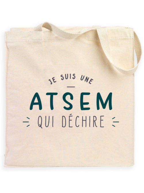 Totebag JE SUIS UNE ATSEM QUI DÉCHIRE - Kiabi Totebag JE SUIS UNE ATSEM QUI DÉCHIRE - Kiabi