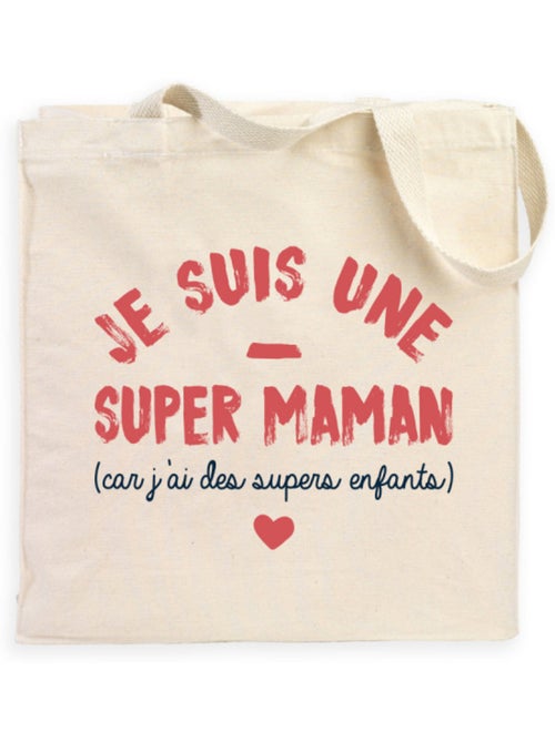 Totebag JE SUIS UNE SUPER MAMAN PARCE QUE J'AI DES SUPERS ENFANTS - Kiabi Totebag JE SUIS UNE SUPER MAMAN PARCE QUE J'AI DES SUPERS ENFANTS - Kiabi
