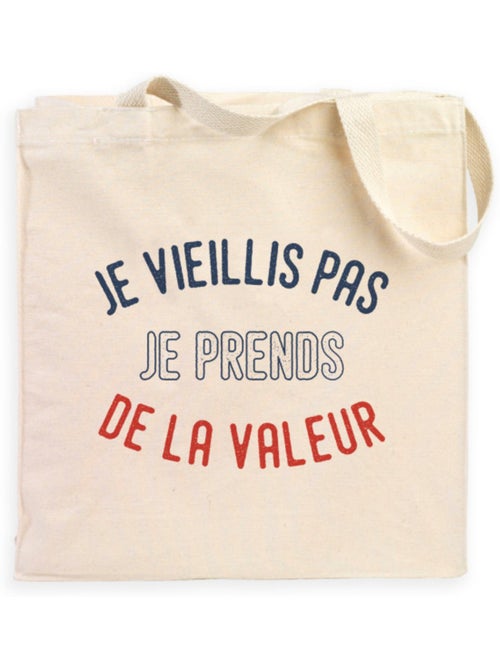 Totebag JE VIEILLIS PAS JE PRENDS DE LA VALEUR ENKR - Kiabi Totebag JE VIEILLIS PAS JE PRENDS DE LA VALEUR ENKR - Kiabi