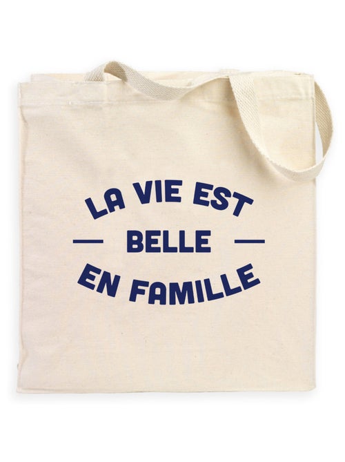 Totebag LA VIE EST BELLE EN FAMILLE 2 FACE - Kiabi Totebag LA VIE EST BELLE EN FAMILLE 2 FACE - Kiabi