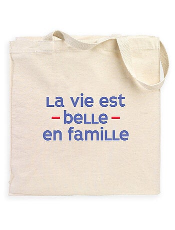 Totebag LA VIE EST BELLE EN FAMILLE COEUR