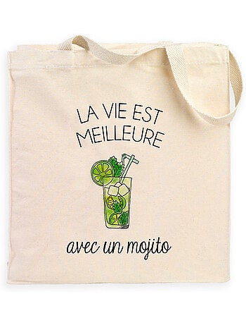 Totebag LA VIE EST MEILLEURE AVEC UN MOJITO